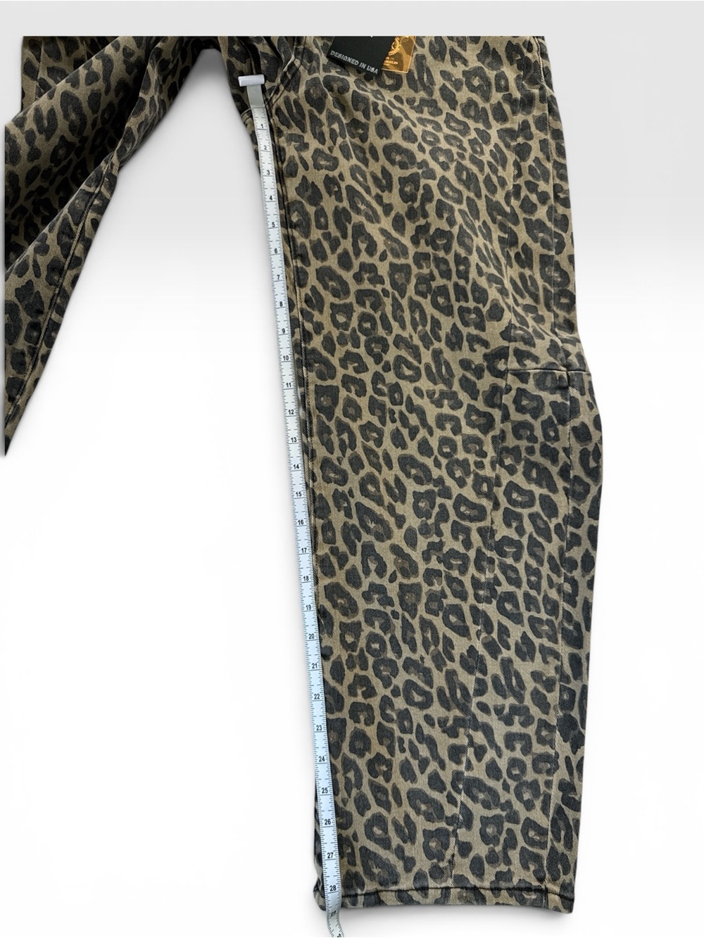 Women’s Risen Barrel Leopard Print Jeans - Beige Black - Picture 6 of 11